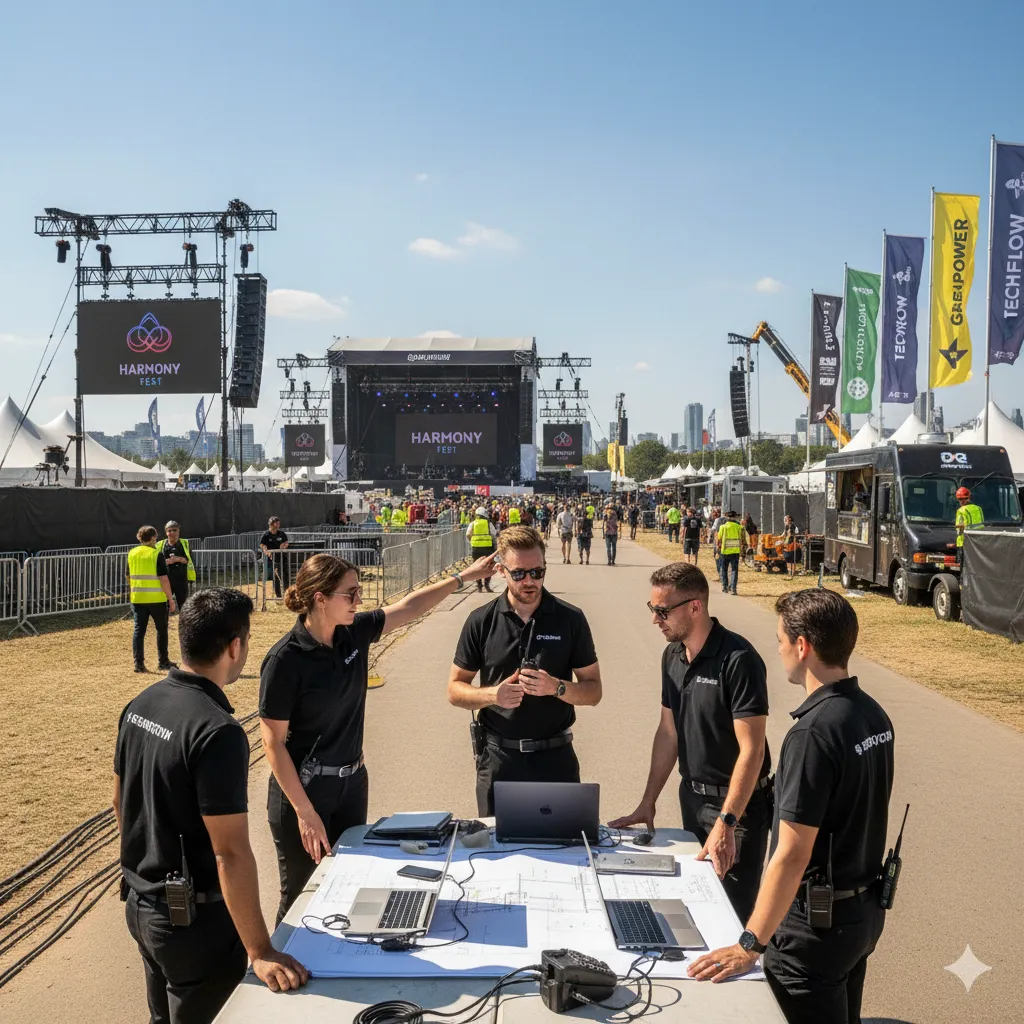 Equipo profesional organizando evento