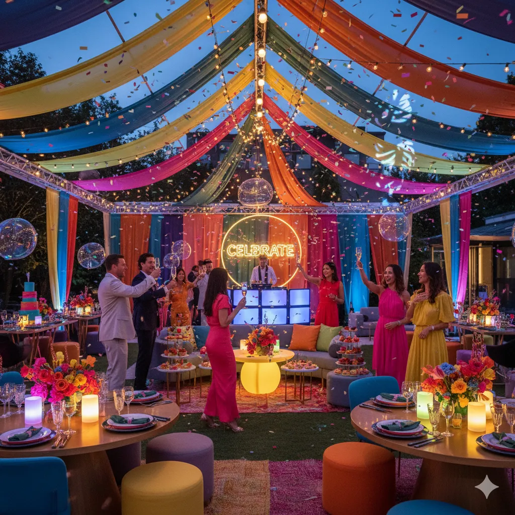 Celebración moderna y colorida